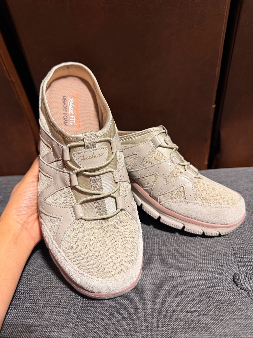 Skechers Women's Slip-On Casual Sneakers in Light Beige size 9.5